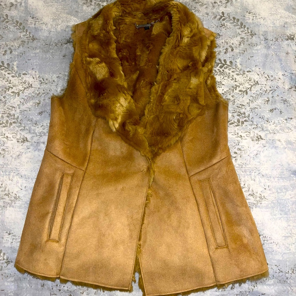 WHITE HOUSE BLACK MARKET Faux Suede/Fur Vest